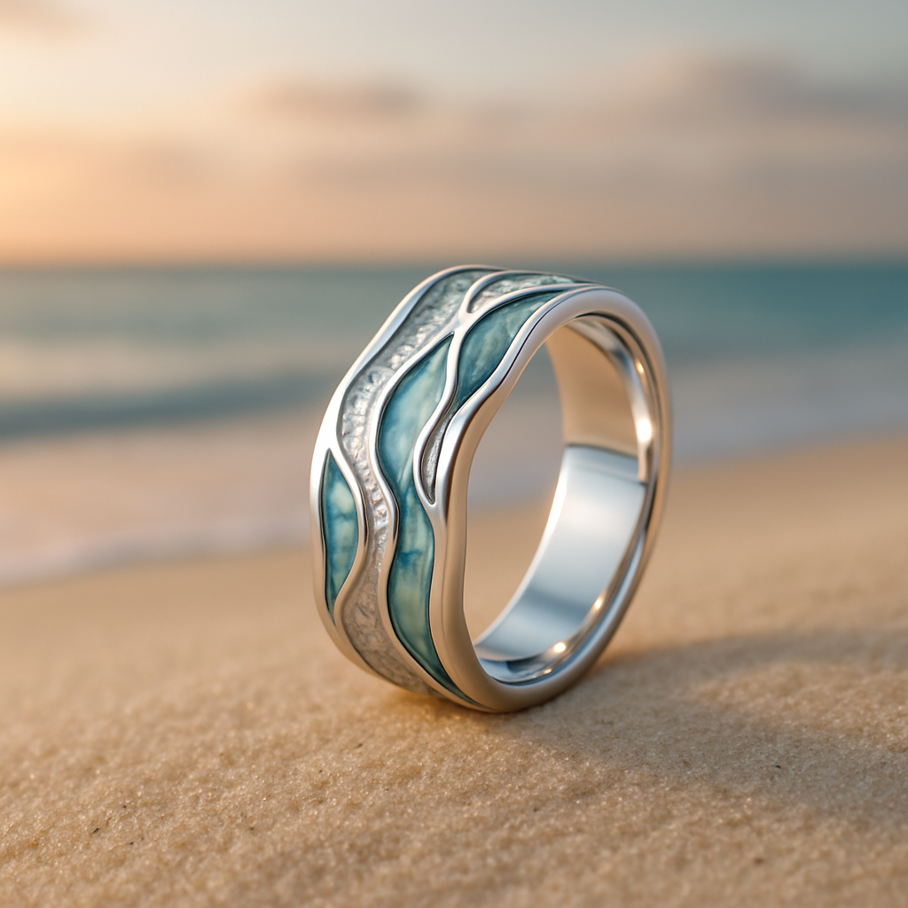 Srebrni prsten talas sa tirkizom Regina